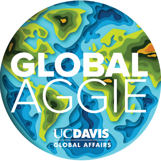 A circular Global Aggie logo with a graphic of the globe