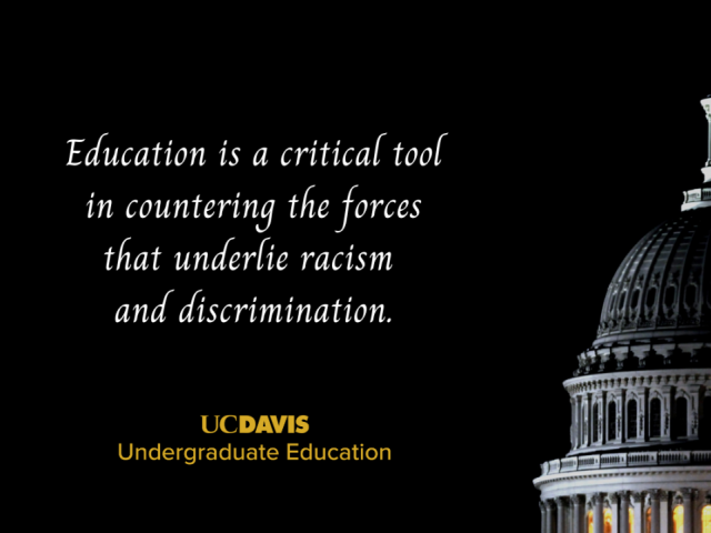 Photo of US Capitol with the words "education is a critical tool in countering the forces that underlie racism and discrimination