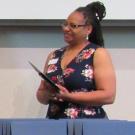 Photo of Chancellor Award recipient and Chancellor May and Program Manager, Lolita Adkins