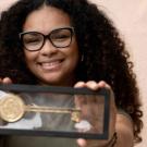 Natasha Bibbs holding a key